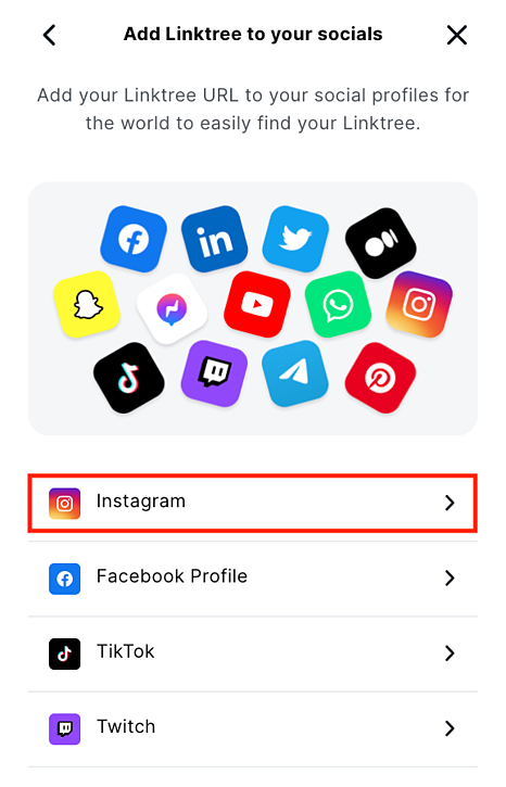 إضافة linktree إلى ملف تعريف instagram