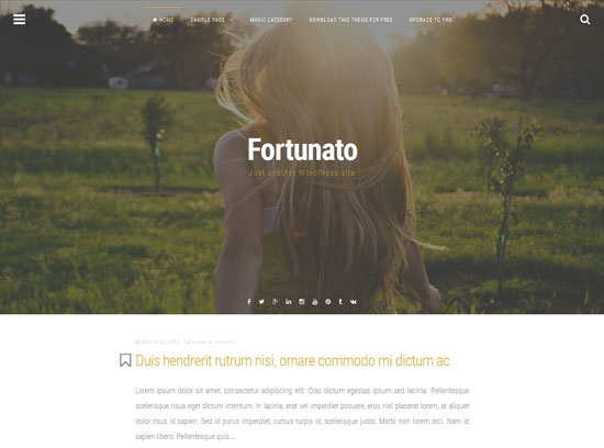 Fortunato ธีม WordPress แบบเต็มหน้าจอที่ทันสมัยและน้อยที่สุดฟรี