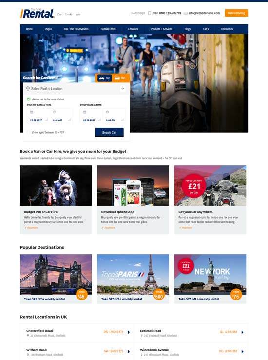 tema wordpress per la prenotazione di veicoli a noleggio rapido