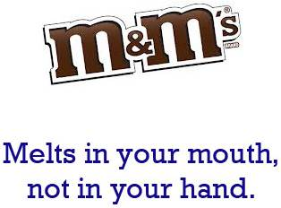 Slogans de negócios cativantes e slogans Slogans: M&M's