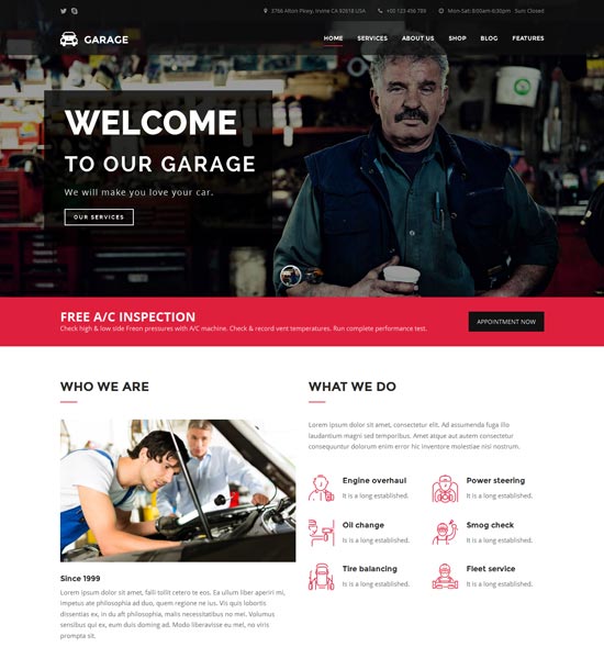 garaj arabası satıcısı otomotiv wordpress teması