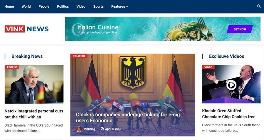 Vinkamag الأفضل لموضوع أخبار WordPress