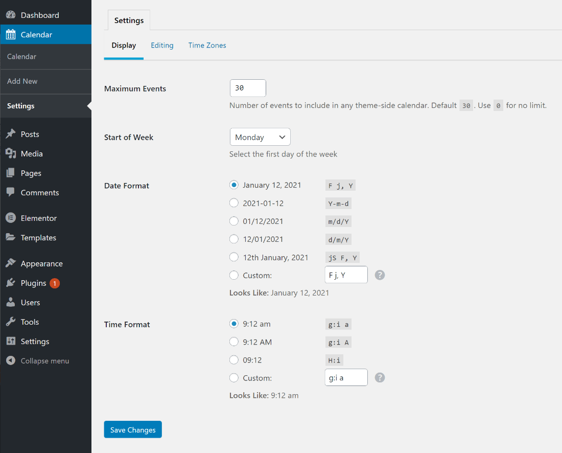 Configuración de pantalla