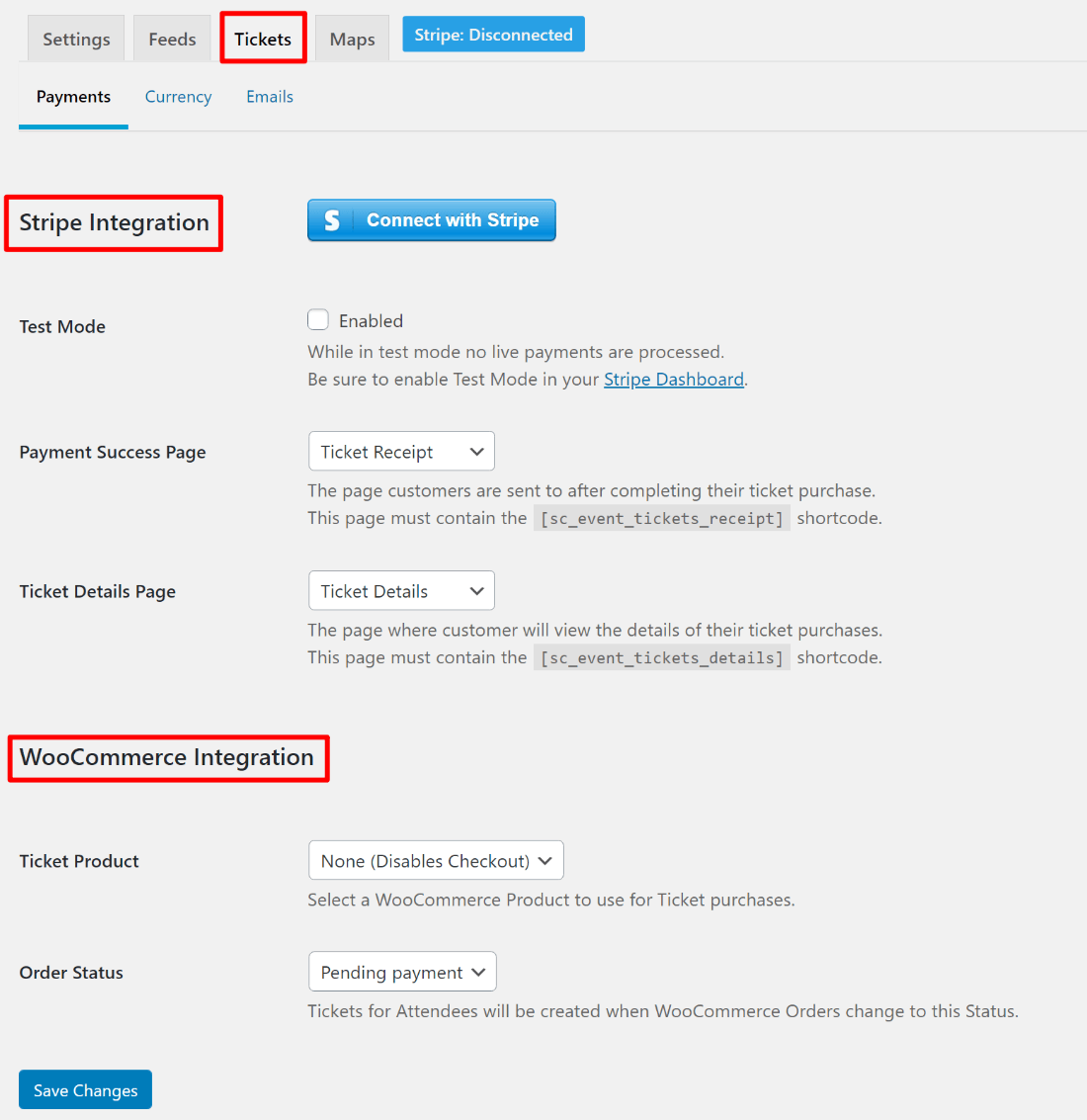 Configuración de boletos de Sugar Calendar