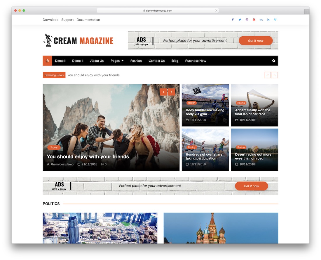 Creme Magazin kostenloses WordPress-Theme