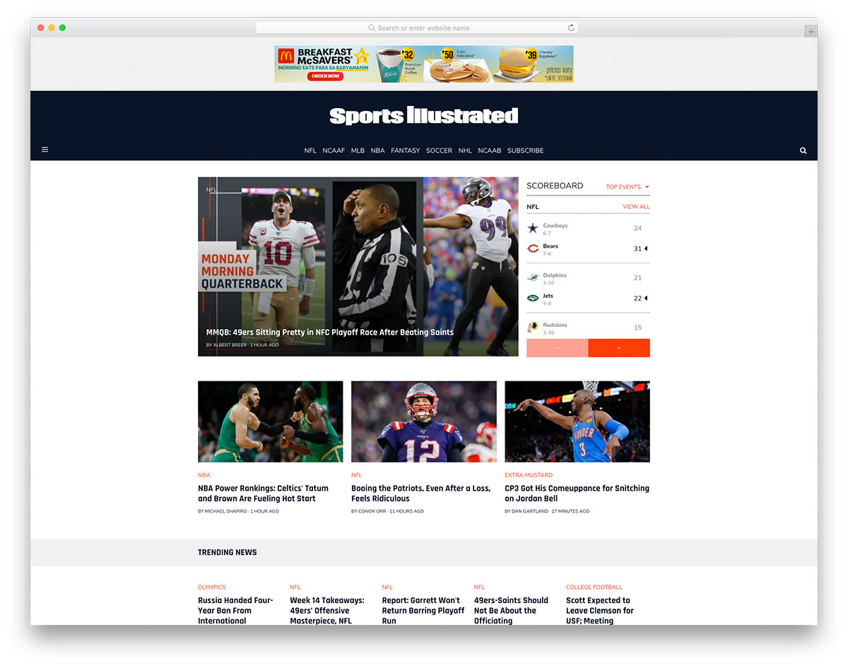 Site de notícias da Sports Illustrated