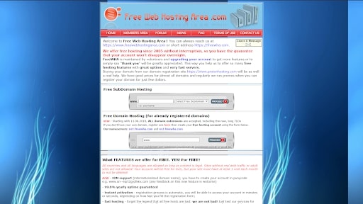 FreeWebHostingArea 的主页