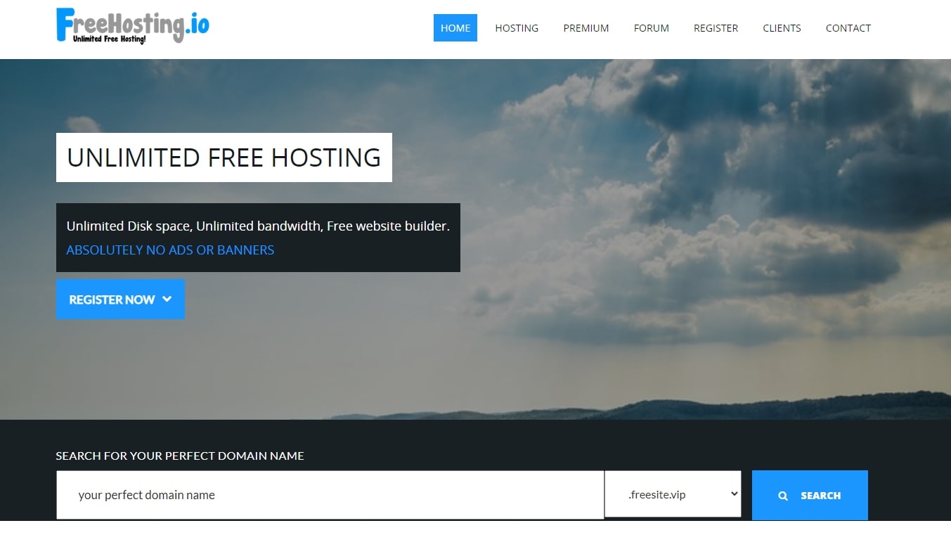 FreeHosting.io 的主页