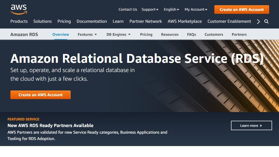 Website-Screenshot für Amazon Relational Database Service