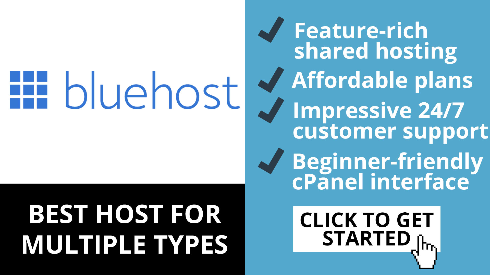 Bluehost logosu ve kılavuz bilgileri