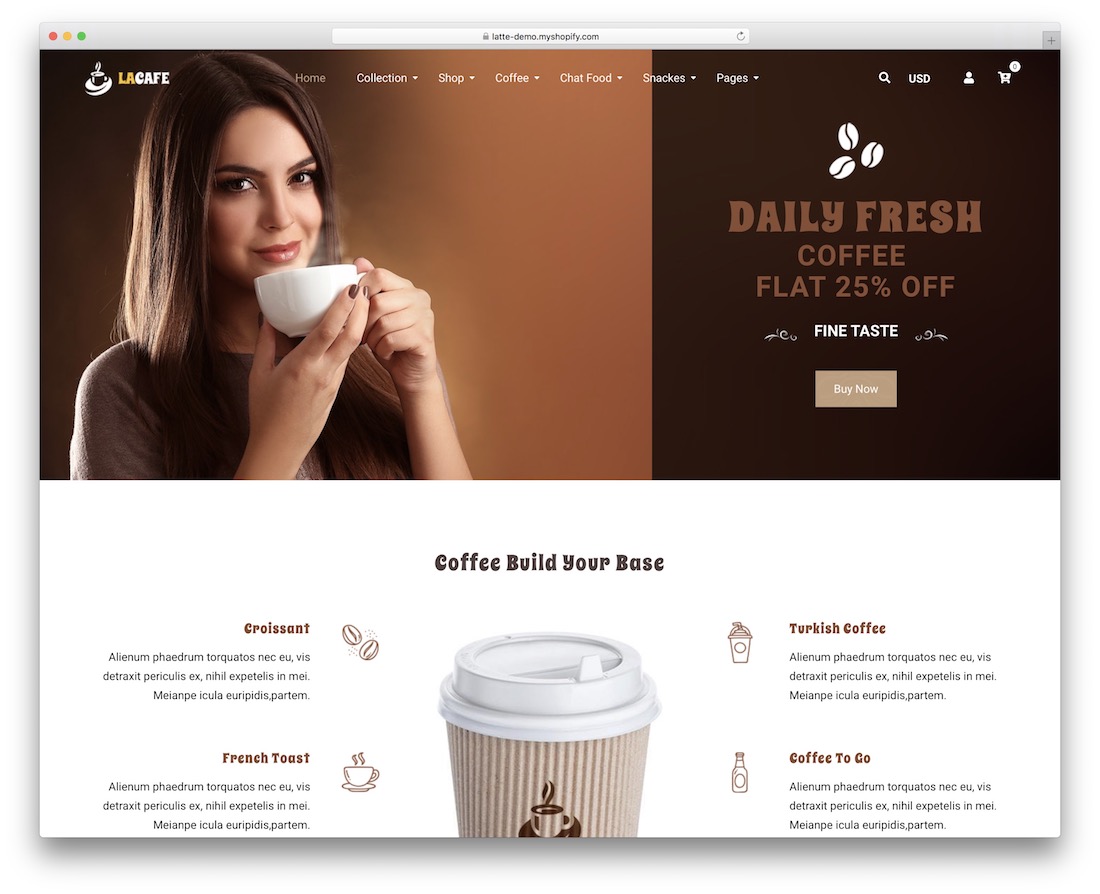 tema restoran la cafe shopify