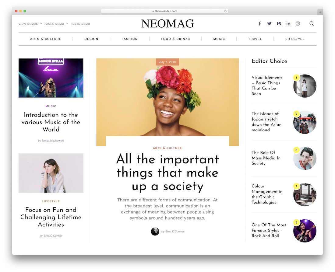 neomag clean wordpress theme