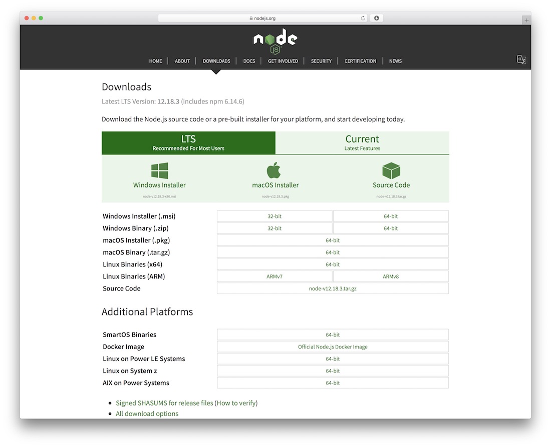 node.js javascript çerçevesi