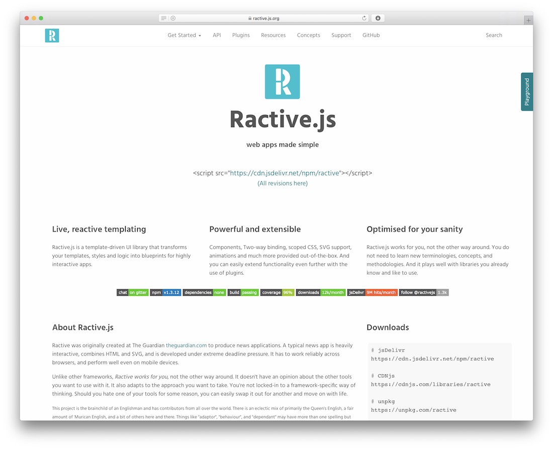 ractive.js javascript çerçevesi