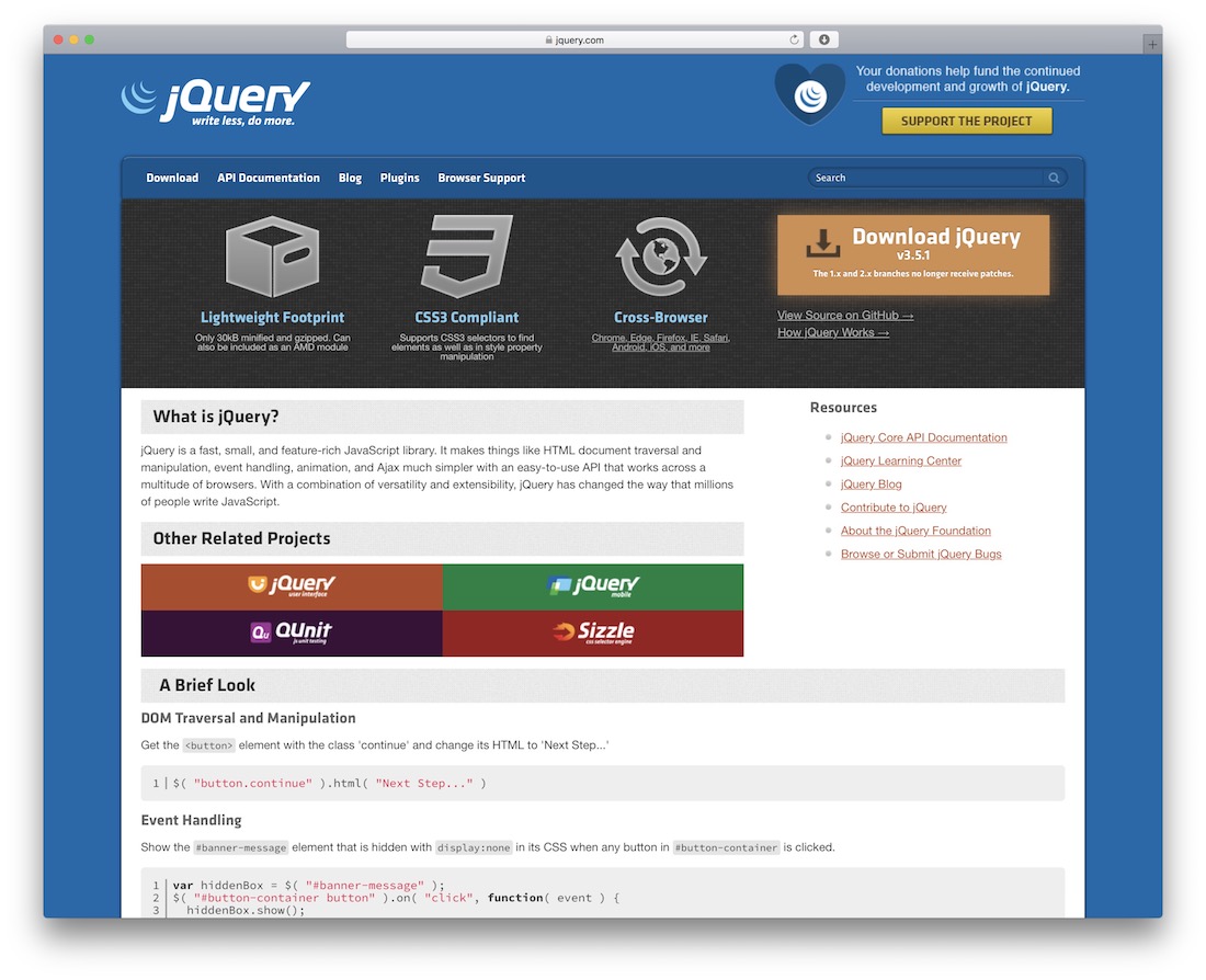 jquery javascript çerçevesi