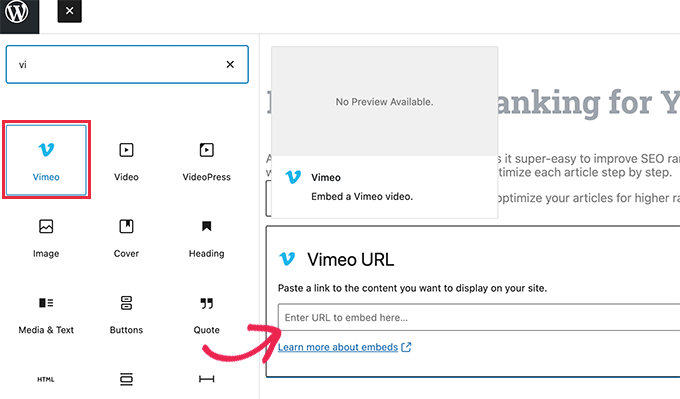 Embedding Vimeo video in WordPress