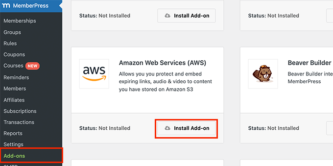 MemberPress AWS Add-on