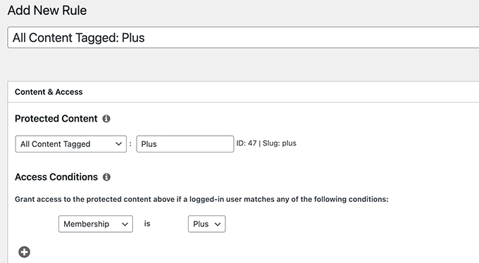 Setting up access rules