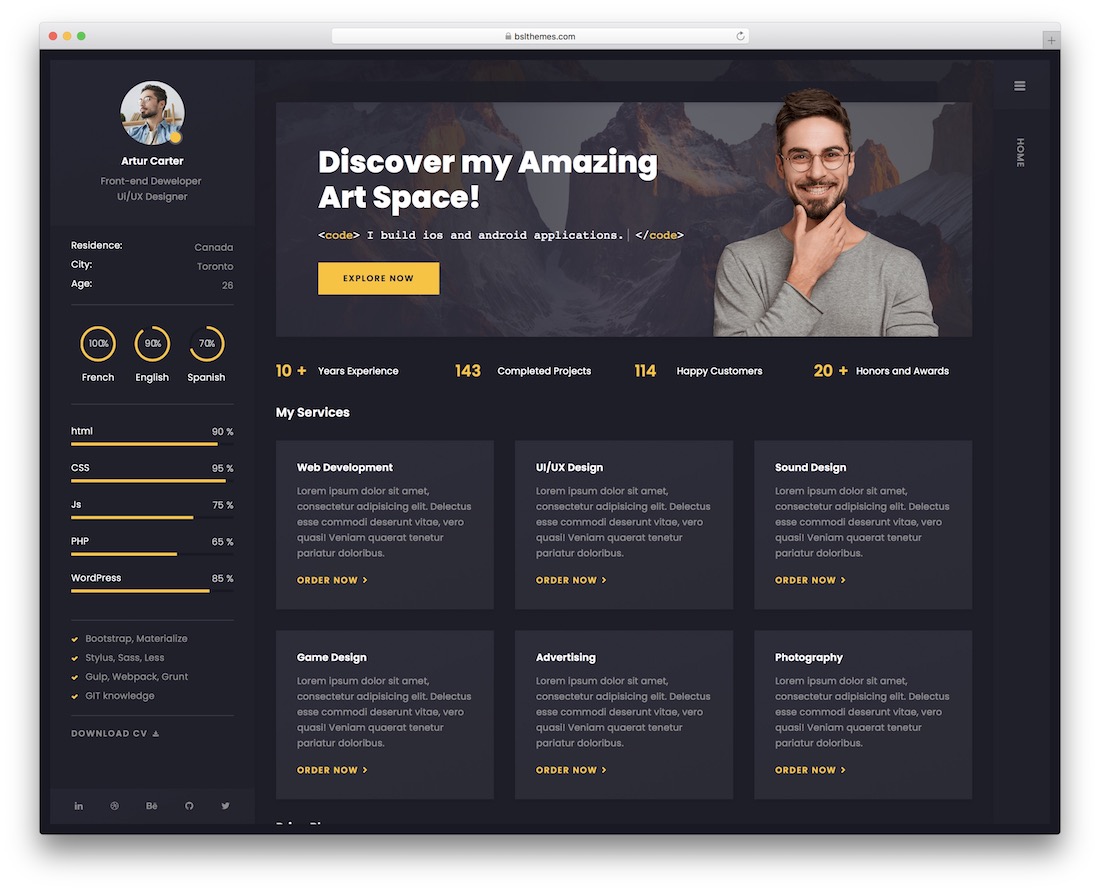 Arter Wordpress Resume Theme