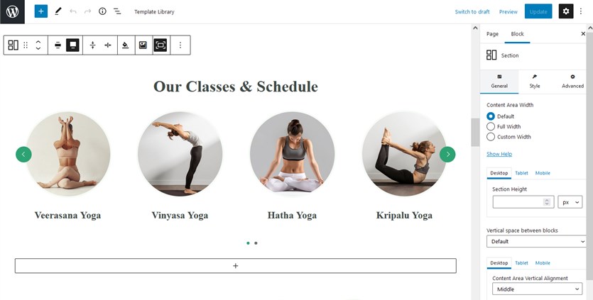 layanan slider yoga tema wordpress