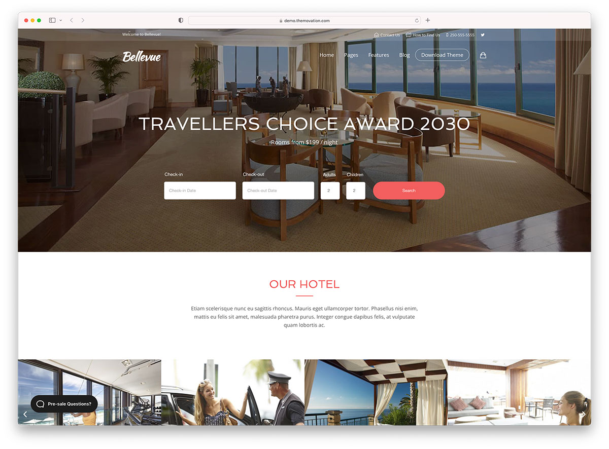 Tema WordPress hotel bellevue