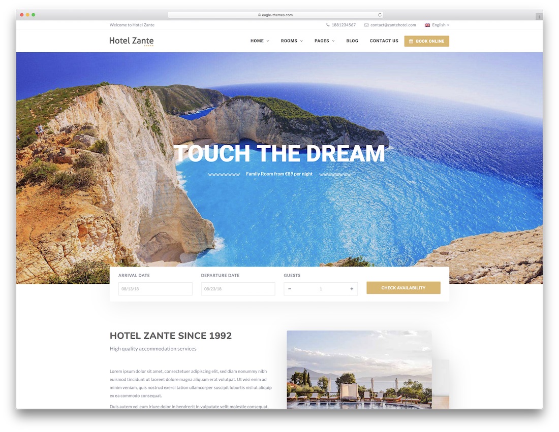 hotel zante tema wordpress hotel terbaik