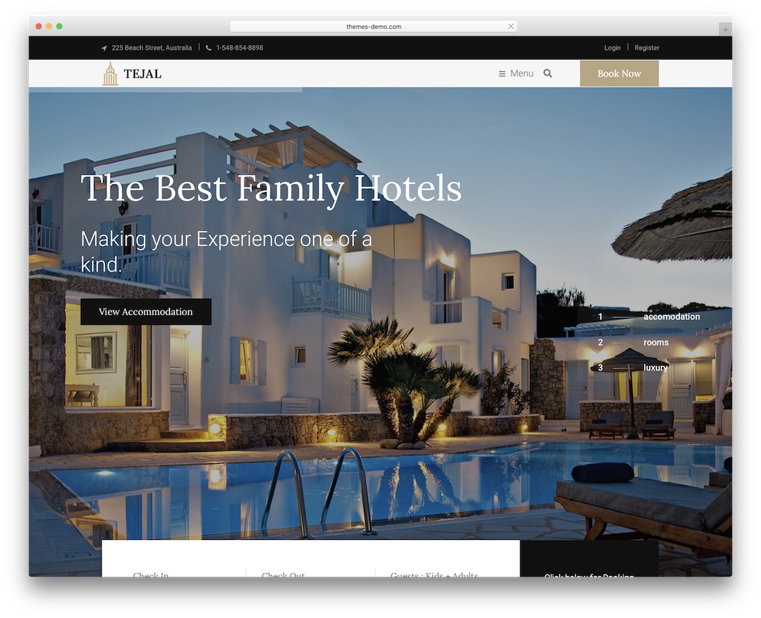 teja hotel tema wordpress desain luar biasa