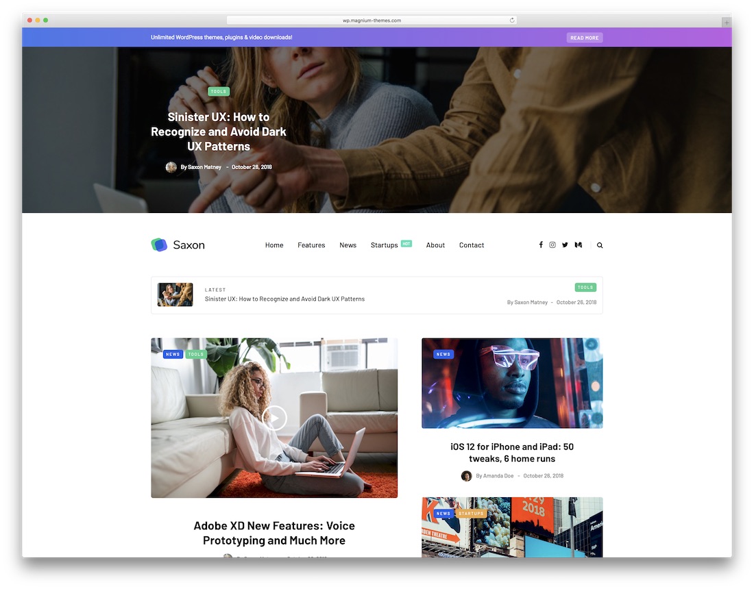 tema wordpress berita teknologi saxon