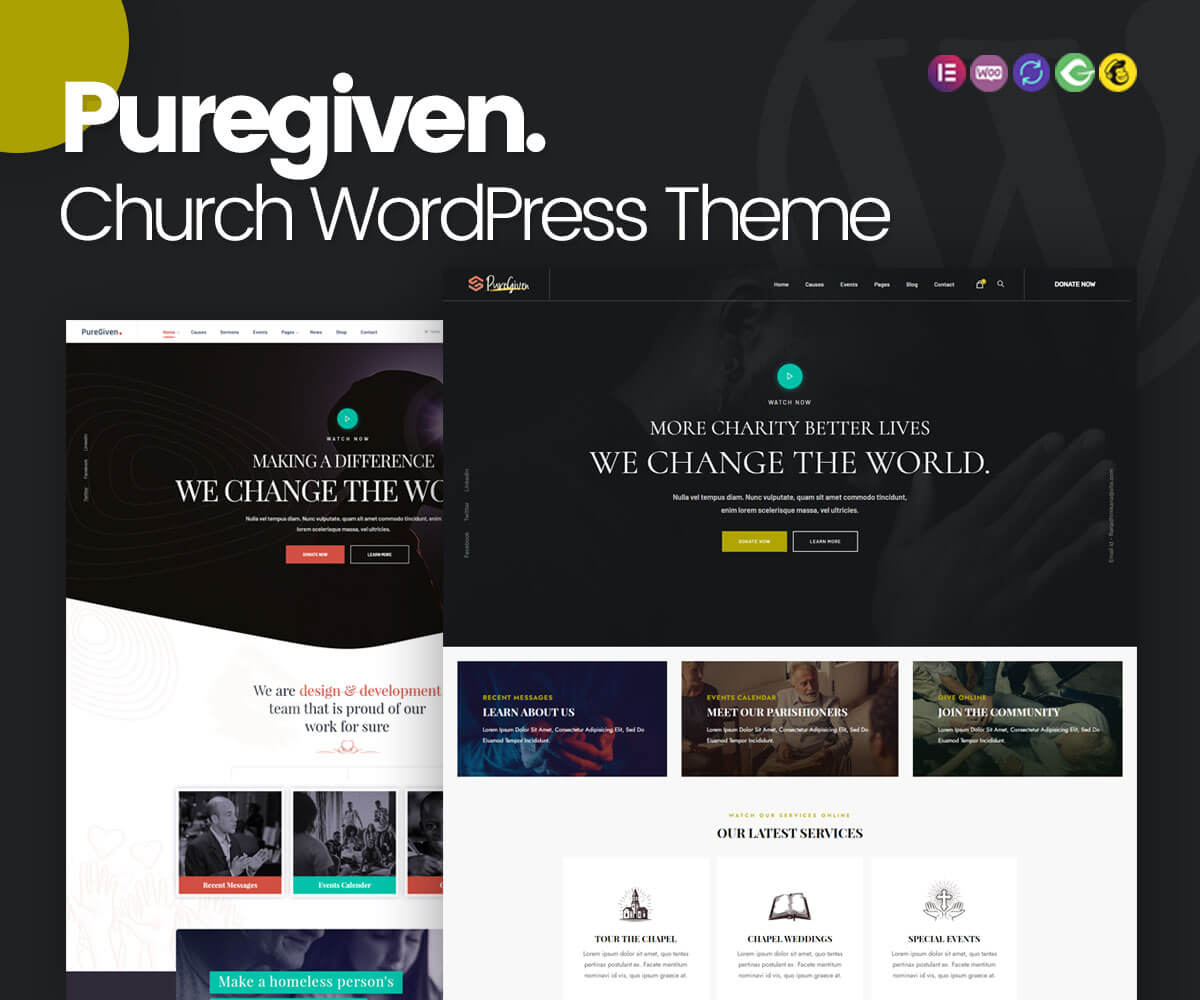 tema WordPress gereja yang diberikan murni