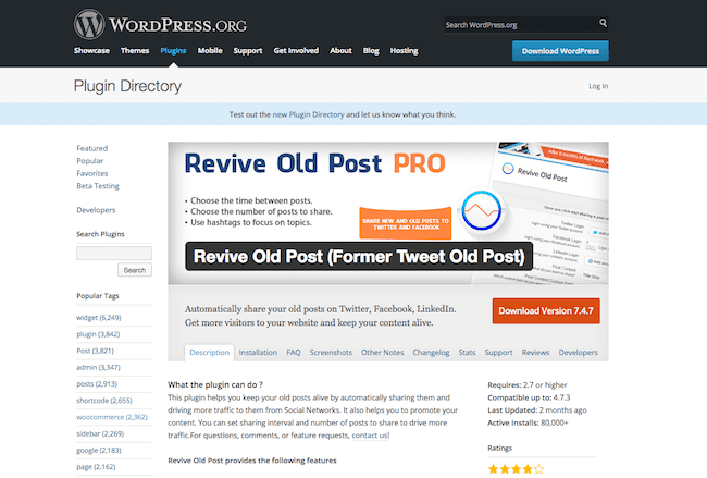 melhores plugins wordpress para profissionais de marketing: reviver postagem antiga