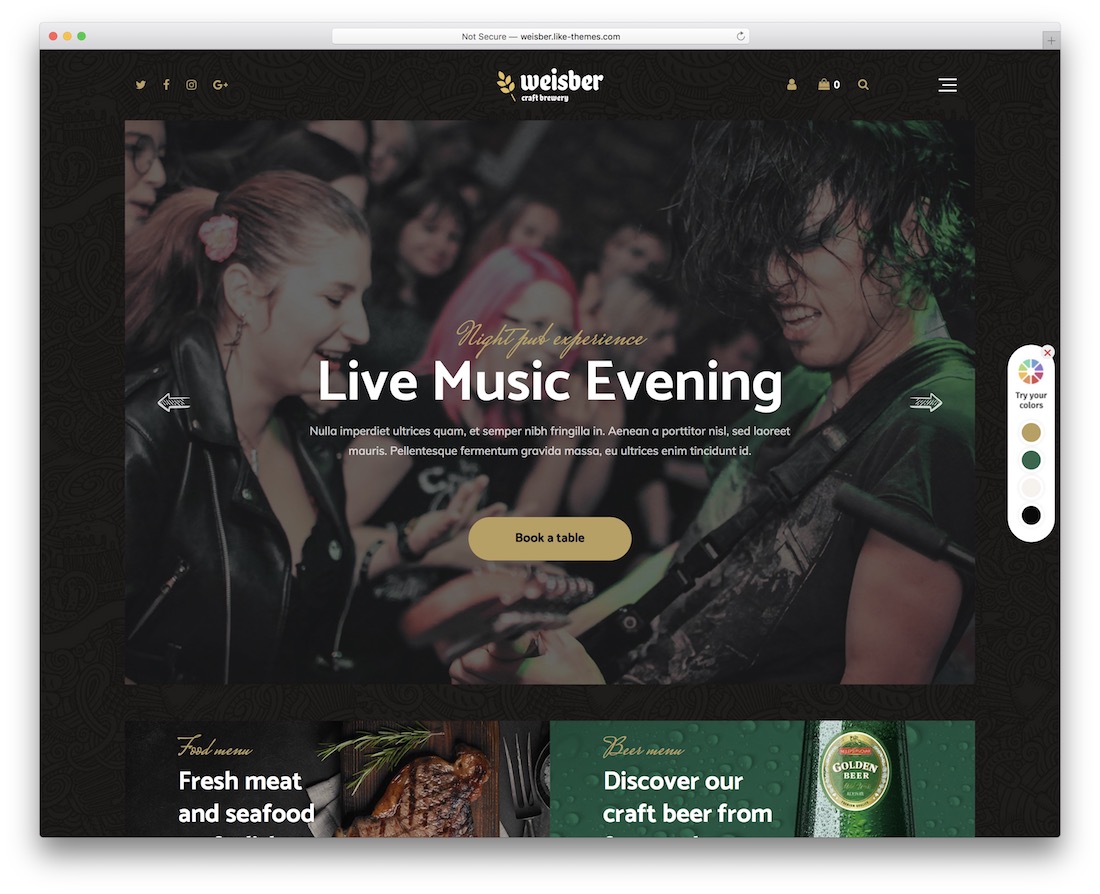 tema wordpress weisber untuk bar pub