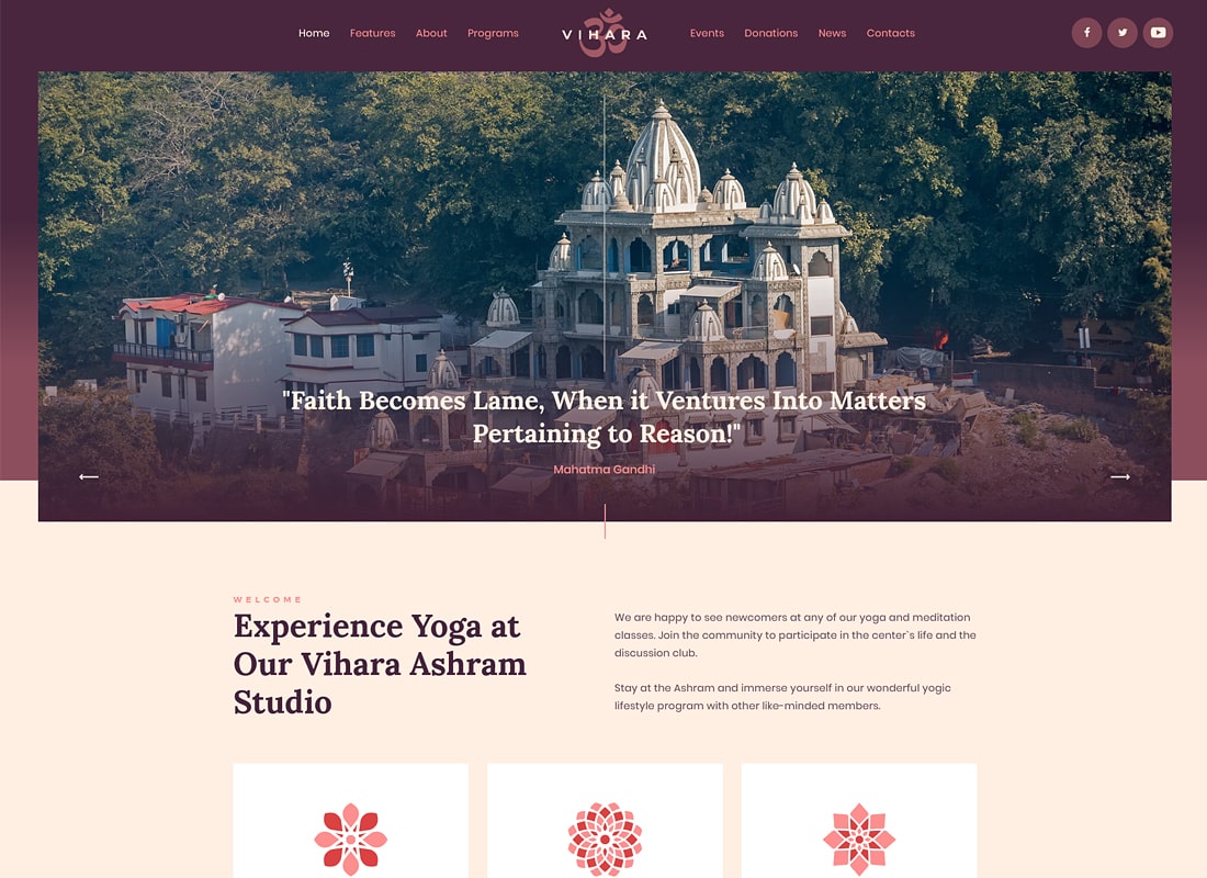 Wihara | Tema WordPress Kuil Buddha Ashram