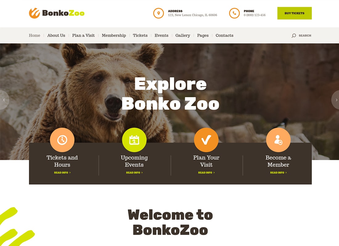 Bonko | Tema WordPress Safari & Kebun Binatang