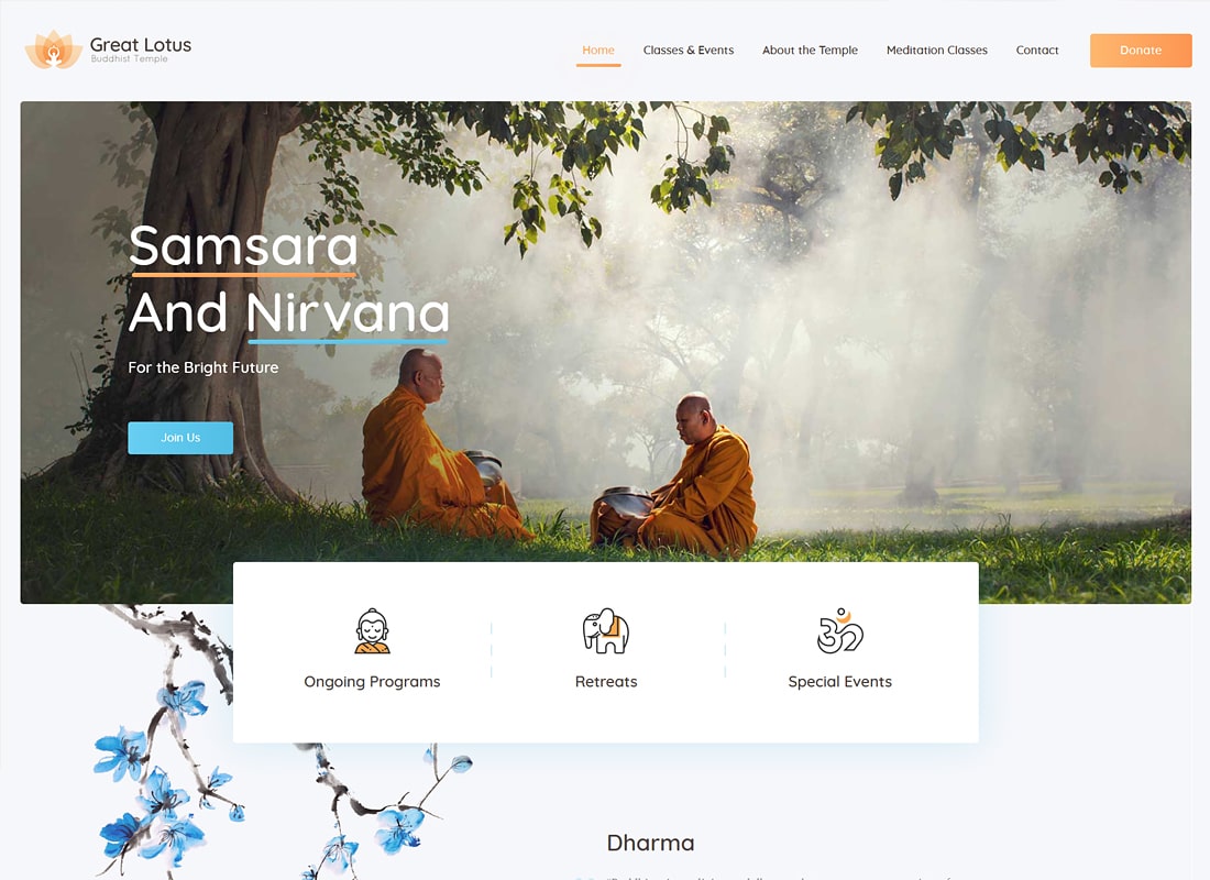 Teratai Hebat | Tema WordPress Kuil Buddha