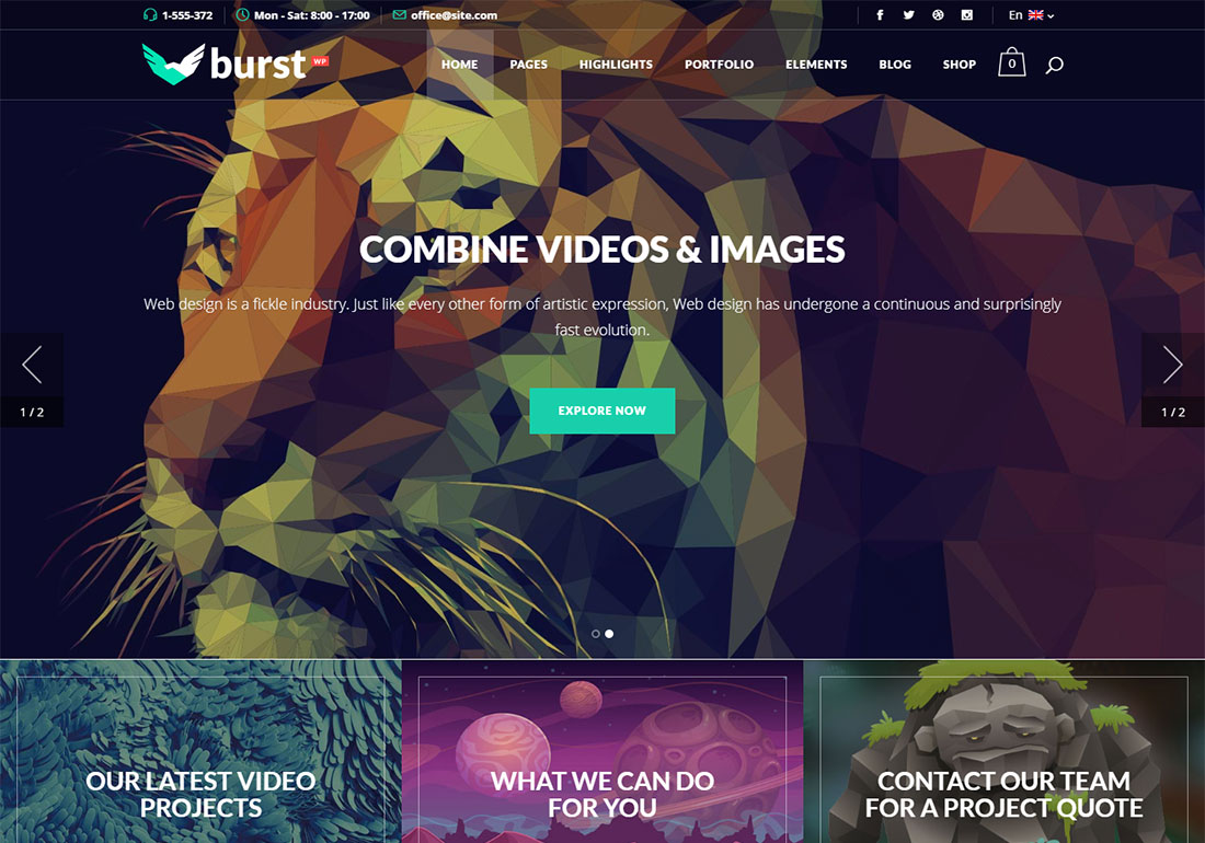 Latar belakang video tema Burst WordPress