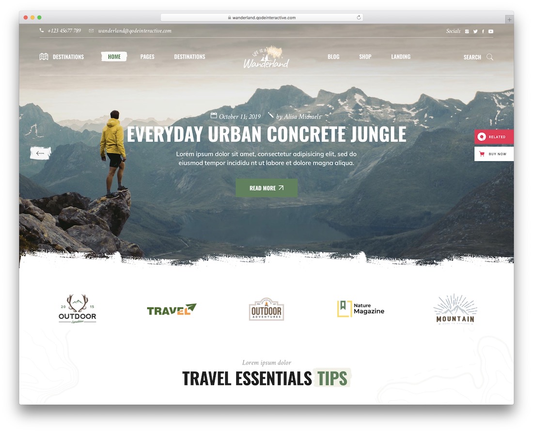 wanderland wordpress travel theme