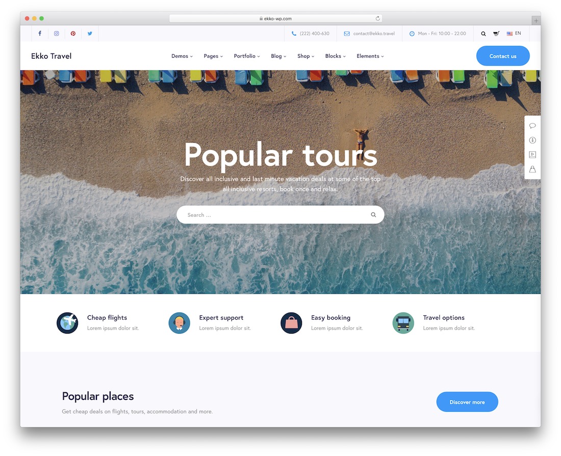 ekko wordpress 旅行主題