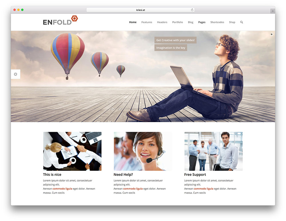 enfold — перетащите тему WordPress