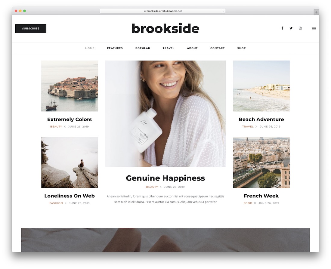 modello di sito Web dello scrittore di brookside