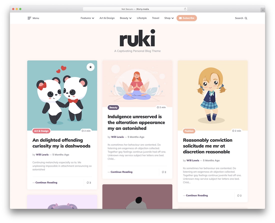 modèle de site Web d'écrivain ruki