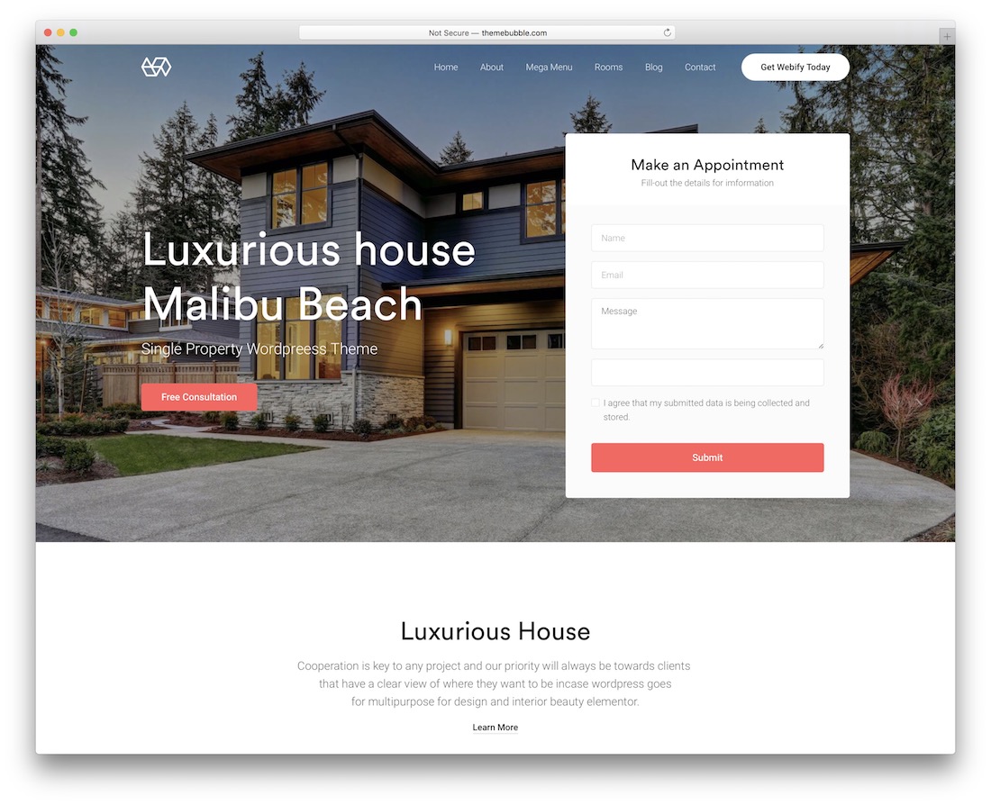 Webify tema imobiliară wordpress