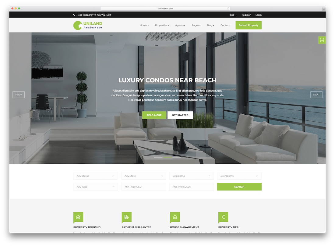 uniland emlak web sitesi şablonu