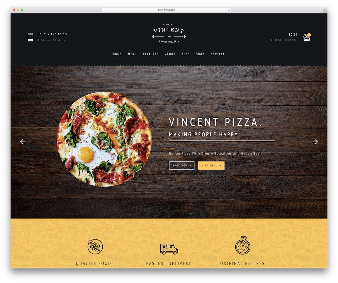 templat situs web makanan kafe pizza