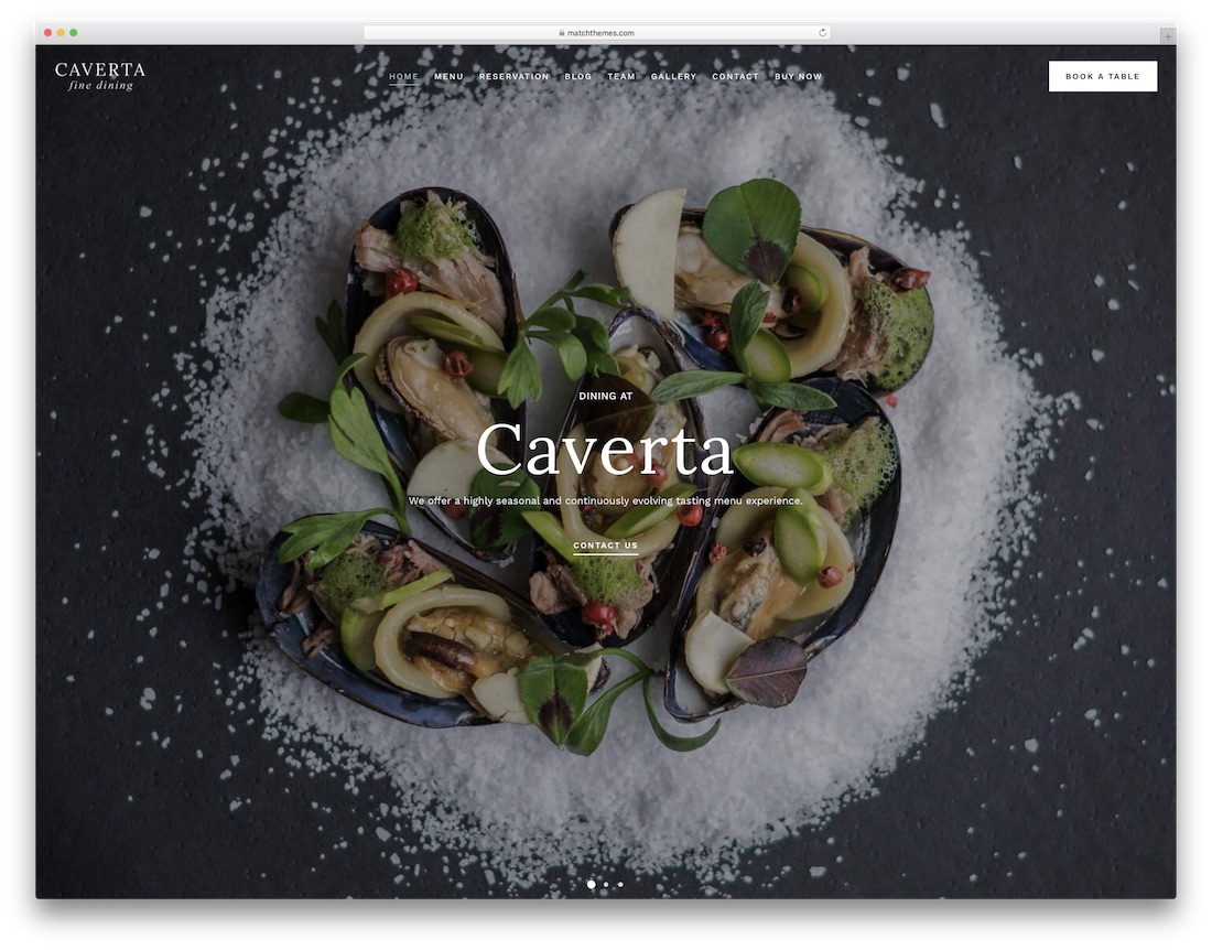 modelo de site de comida caverta