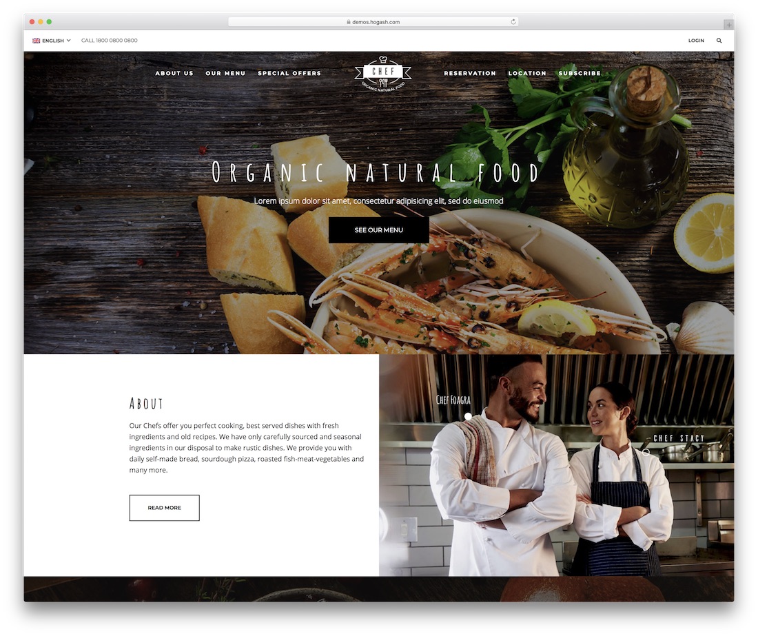 modèle de site Web de restaurant