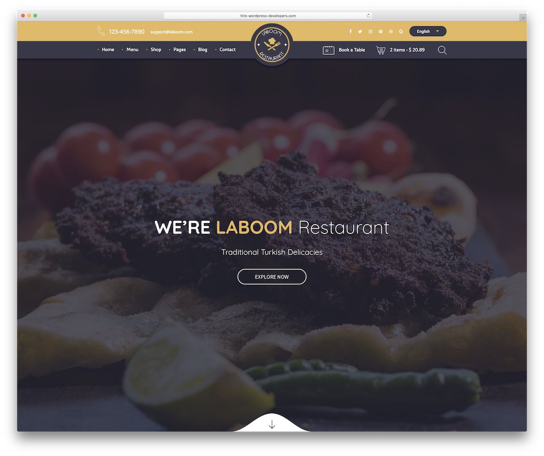 șablon de site web la boom food