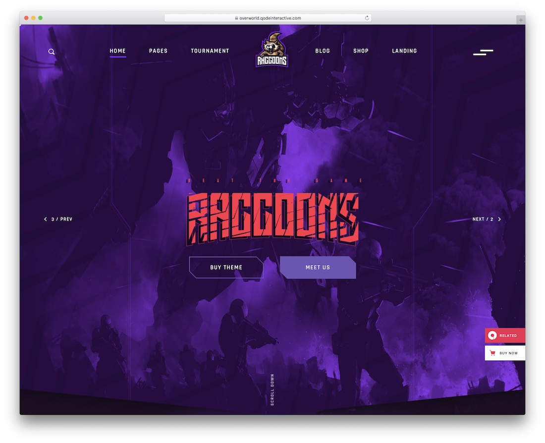 plantilla de sitio web de esports del mundo exterior