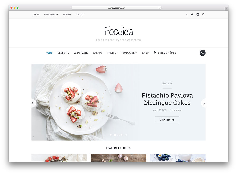 foodica - 很棒的美食博客主題