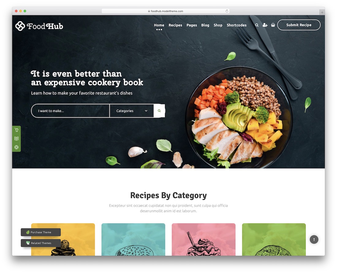 motyw wordpress z przepisem foodhub