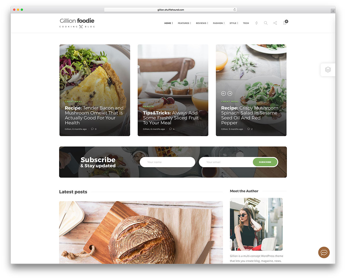 Tema WordPress de blog de receitas de comida